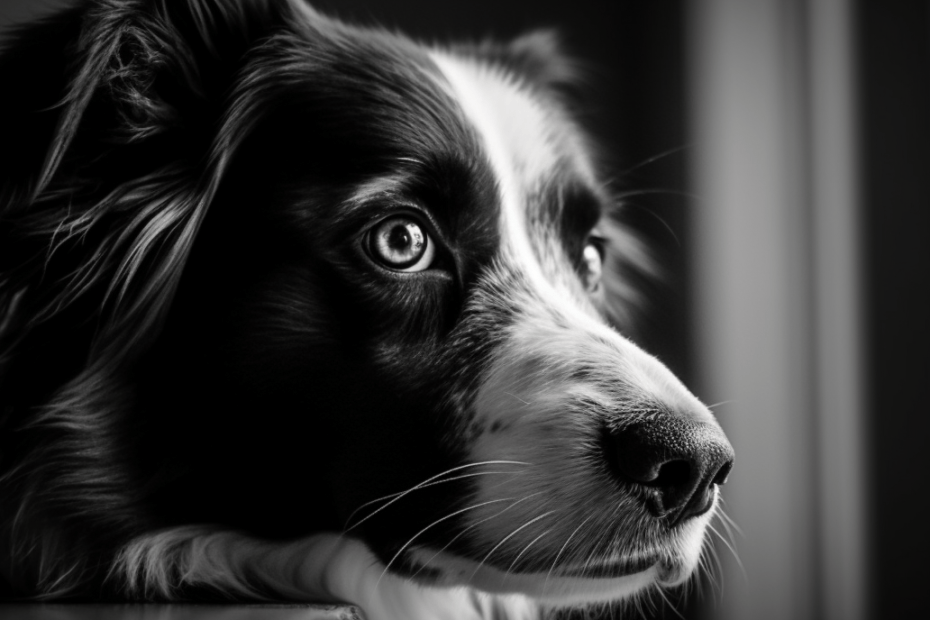 Chien anxieux noir-et-blanc